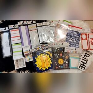 Teacher supplies, stickers, schedule cards, paper accents , rewards certificates